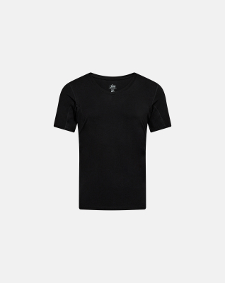 T-Shirt mit V-Ausschnitt "Sweatproof, Bambusviskose, Schwarz