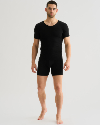 T-Shirt mit V-Ausschnitt "Sweatproof, Bambusviskose, Schwarz
