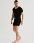 T-Shirt mit V-Ausschnitt "Sweatproof | Bambusviskose | Schwarz -JBS