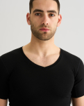 T-Shirt mit V-Ausschnitt "Sweatproof | Bambusviskose | Schwarz -JBS