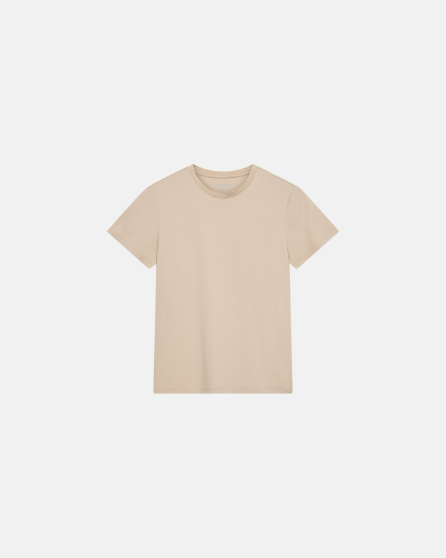 Bambusviskose, T-Shirt "Rundhals", Hell Sand -Resteröds