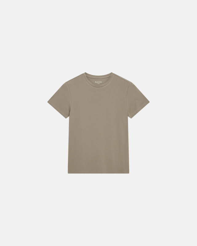 Bambusviskose, T-Shirt "O-Ausschnitt", Dunkles Sand -Resteröds