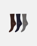 Bambusviskose, Knöchelsocken, 3er-Pack, Braun Navy Grau
