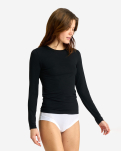 Kaschmir-Mischung, Bambusviskose, Langarm-T-Shirt, Schwarz -JBS of Denmark Women