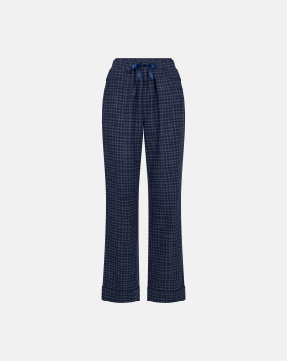 100% Bio-Baumwolle, Pyjamahose, Navy-kariert