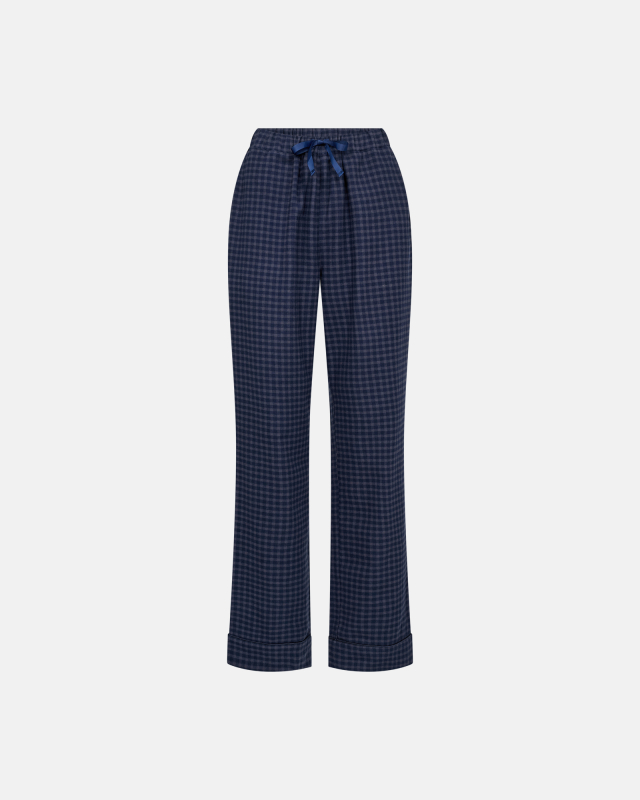 100% Bio-Baumwolle, Pyjamahose, Navy-kariert