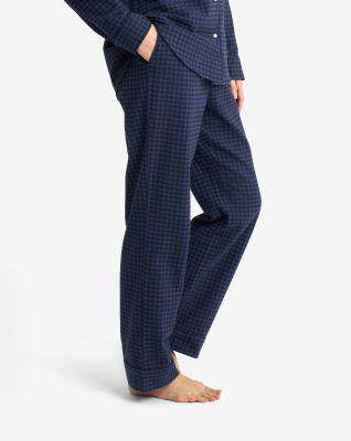 100% Bio-Baumwolle, Pyjamahose, Navy-kariert