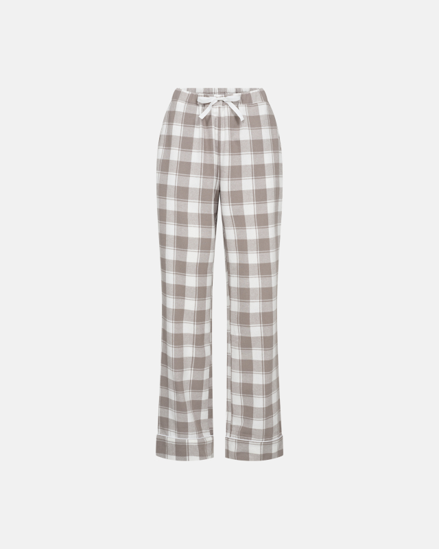 100% Bio-Baumwolle, Pyjamahose, Sand Kariert