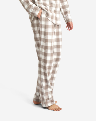 100% Bio-Baumwolle, Pyjamahose, Sand Kariert