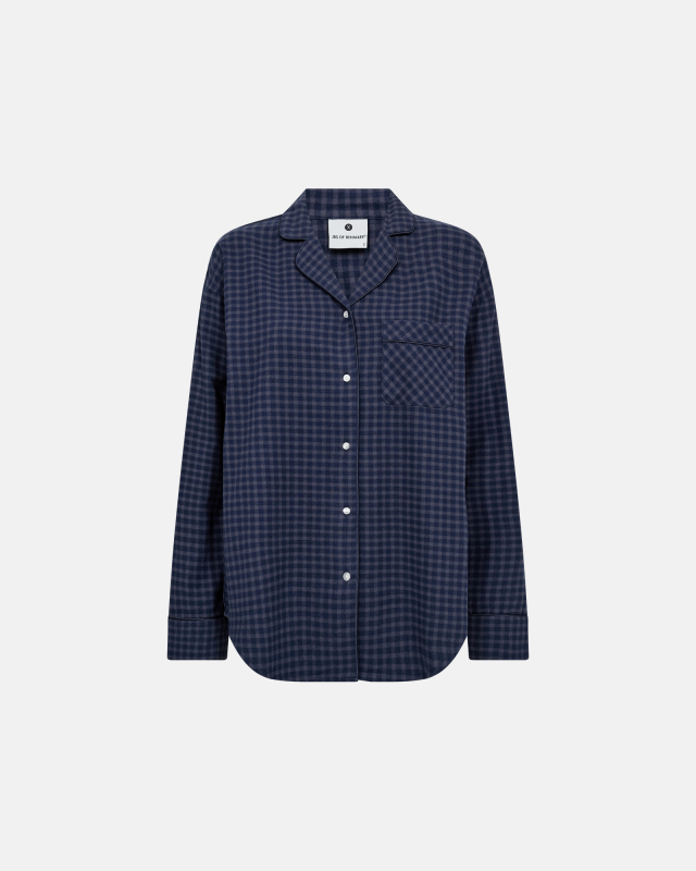 100% Bio-Baumwolle, Pyjama-Oberteil, Marineblau kariert -JBS of Denmark Women