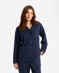 100% Bio-Baumwolle, Pyjama-Oberteil, Marineblau kariert -JBS of Denmark Women