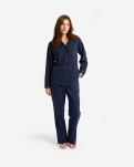 100% Bio-Baumwolle, Pyjama-Oberteil, Marineblau kariert -JBS of Denmark Women