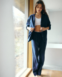 100% Bio-Baumwolle, Pyjama-Oberteil, Marineblau kariert -JBS of Denmark Women