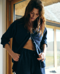 100% Bio-Baumwolle, Pyjama-Oberteil, Marineblau kariert -JBS of Denmark Women