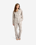 100% Bio-Baumwolle, Pyjamahemd, Sand kariert -JBS of Denmark Women