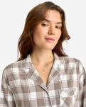 100% Bio-Baumwolle, Pyjamahemd, Sand kariert -JBS of Denmark Women