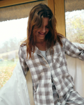 100% Bio-Baumwolle, Pyjamahemd, Sand kariert -JBS of Denmark Women